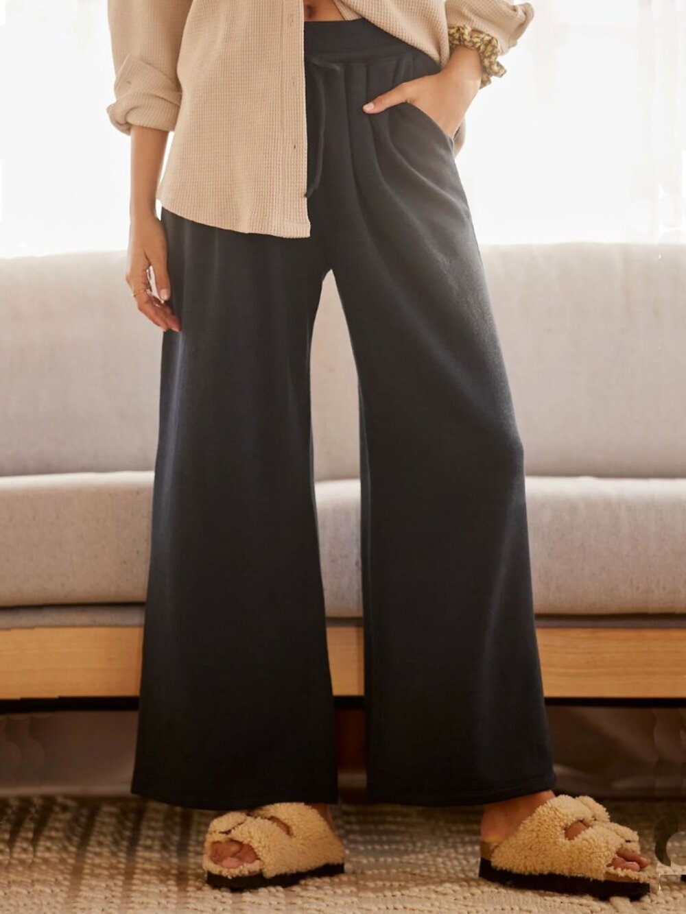 Anthropologie Daily Practice Wide-Leg Knit Lounge Pants in Medium NWT
